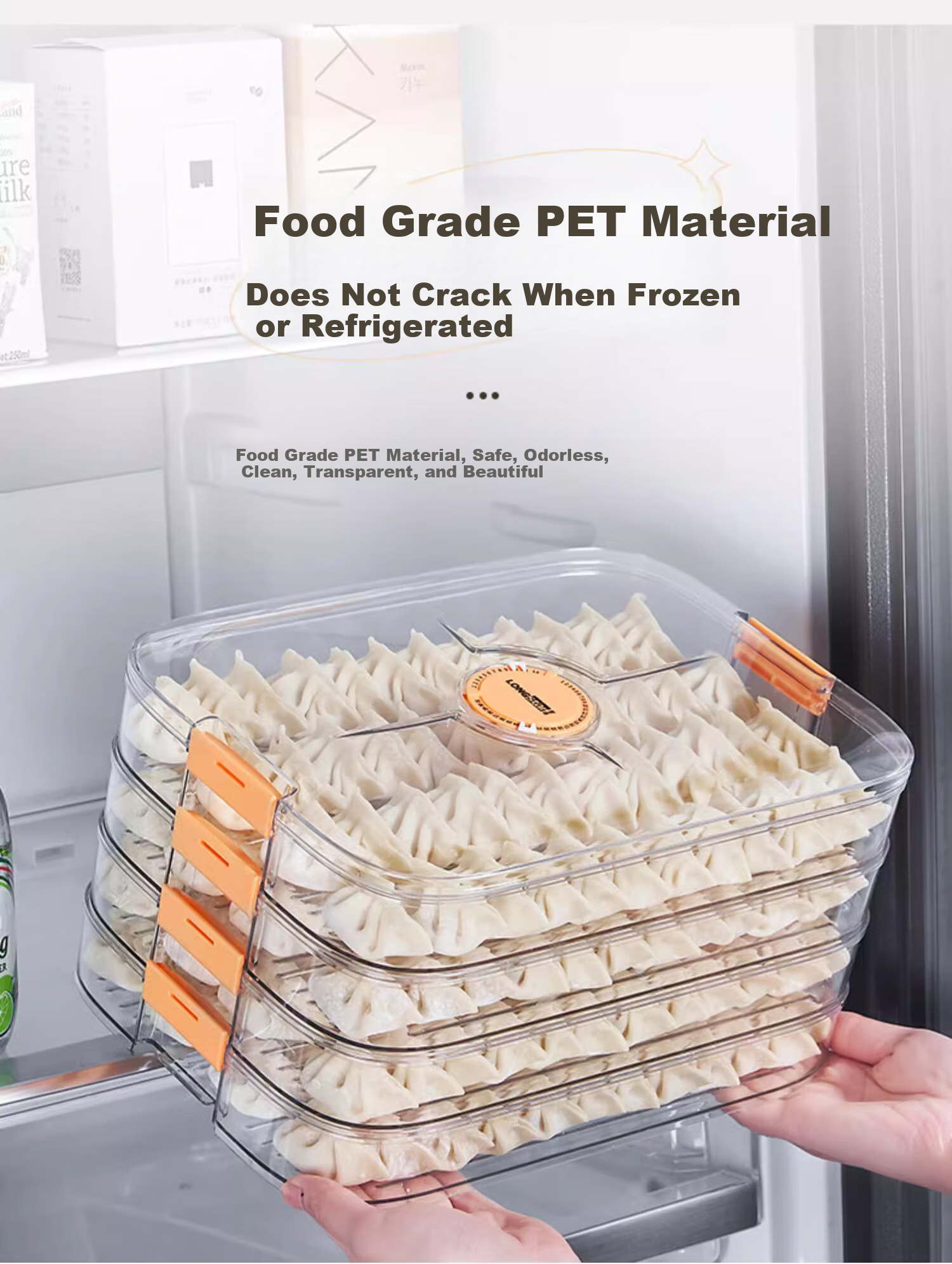 LONGSTAR Dumpling Freezer Box, Wonton Storage Container, Food-Grade Tray, Refrigerator-Specific Frozen Wonton Preservation Box, Four-Layer 2