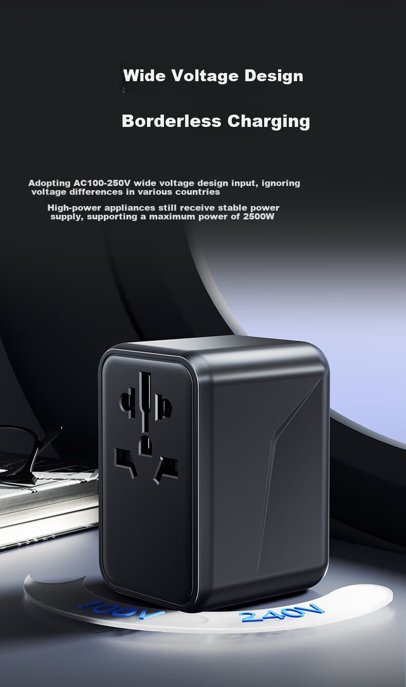 Llano Adapter Plug Universal for Europe, Germany, UK, Korea, USA, Japan, Hong Kong, Malaysia, Macau, PD65W GaN Black 13