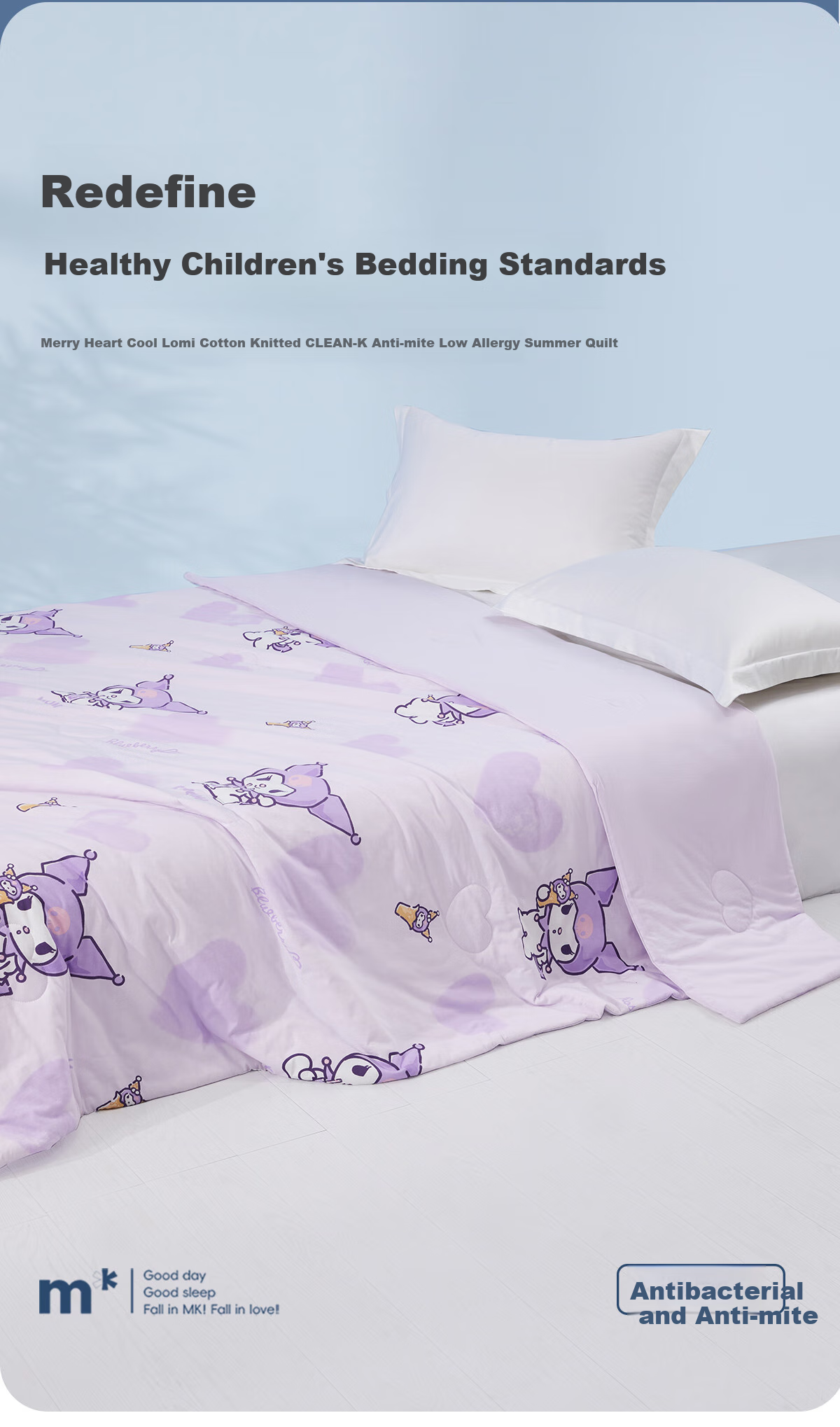 Mercury Kids Summer Cooling Quilt A-Class Pure Cotton Antibacterial Machine Washable Cooling Quilt Core Kindergarten Thin Quilt 120*150cm 1