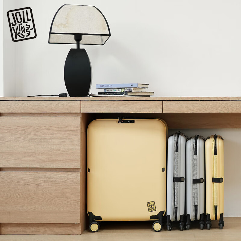 JOLLYING Ultra-Thin 11CM Foldable Carry-On Luggage Telescopic Trolley Suitcase for Men and Women Space-Saving Expandable Password Travel Bag