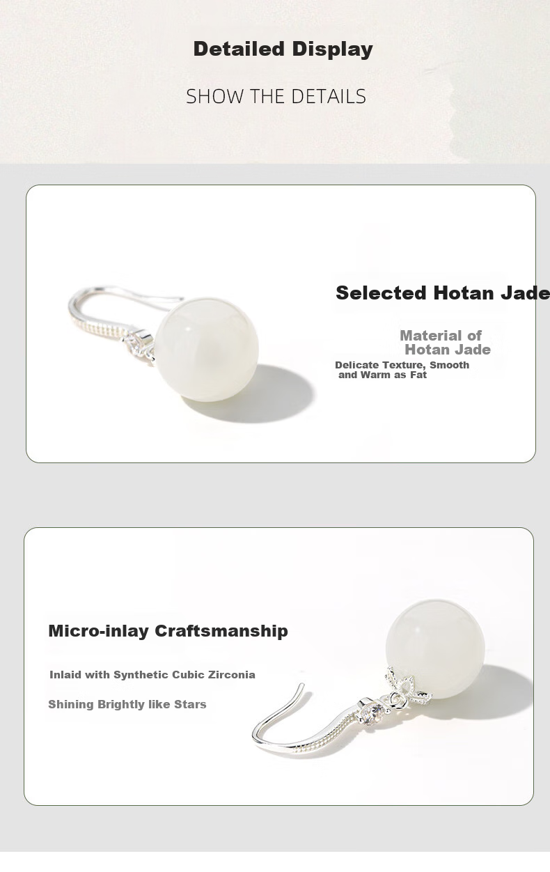 Qlady Sterling Silver Hetian Jade Earrings for Women, Elegant And High-End, New 2025 Jade Stone Earrings And Studs, Mother's Birthday Gift 10