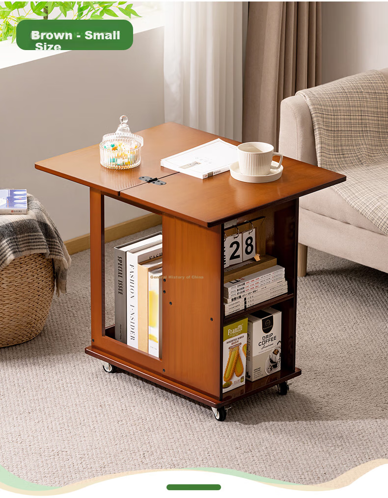 Laozhujiang Movable Side Table, Living Room Coffee Table, Sofa End Table, Multifunctional Antique Folding Tea Table, Storage Rack, Corner Cabinet 13
