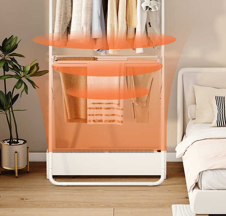 QIAONAMEI Floor Standing Clothes Drying Rack with Skirting Board, Coat and Hat Rack, Clothes Dryer, Quilt Drying Rack Model 4255 5