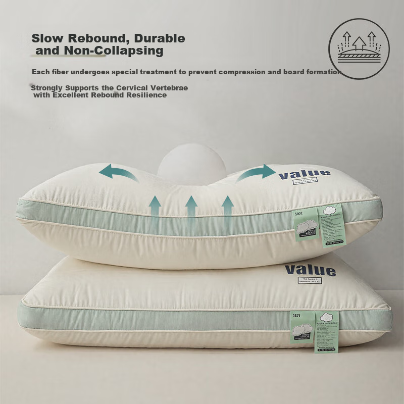 J.Sir High Pillow, Deep Sleep Pillow Core, High Pillow That Doesn't Sink Or Deform, Hotel And Home Use Cotton Pillow, Neck Support Pillow, Single Pillow 1