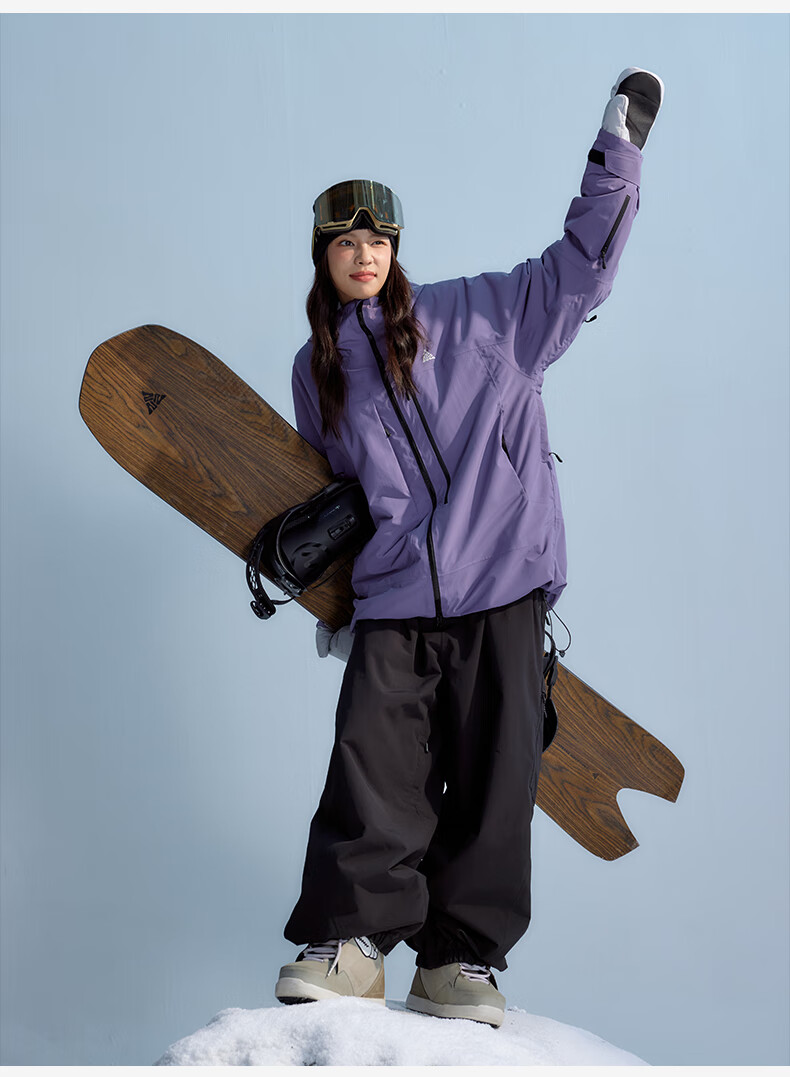 NANEN Women's 3L Fully Taped Waterproof Loose Fit Professional Thickened Snowboard Pants, Black, M 11
