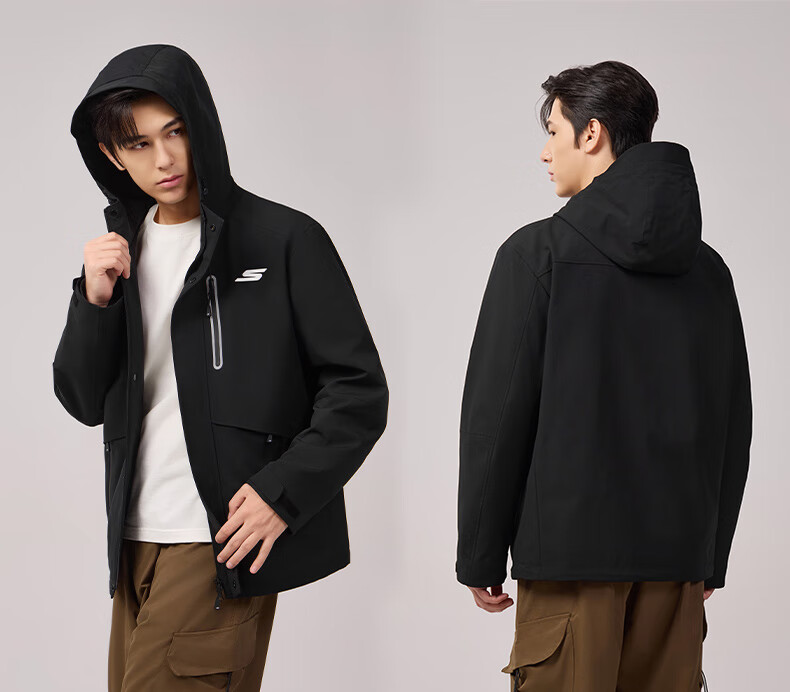 Skechers Men's Jacket 2026 Spring New Casual Hooded Warm Outdoor Water-Repellent Sports Windbreaker 8