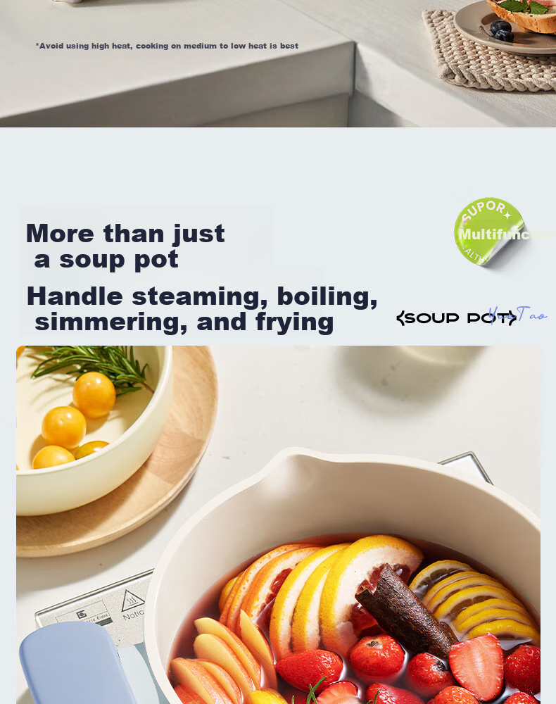 SUPOR Titanium-Containing Non-Stick Soup Pot 24cm Milk Pot for Stewing Meat And Making Soups Compatible with Induction Cooker And Gas Stove ET24LBN02 12