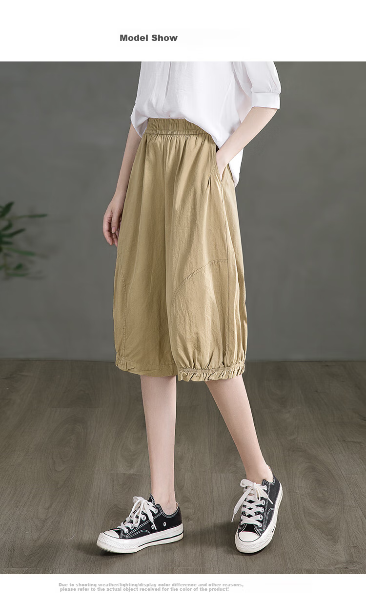 Siboshe Elastic Waist Wide-Leg Pants, Summer 2026 Collection, Loose-Fitting Tapered Leg Casual Pants with Pleats 5