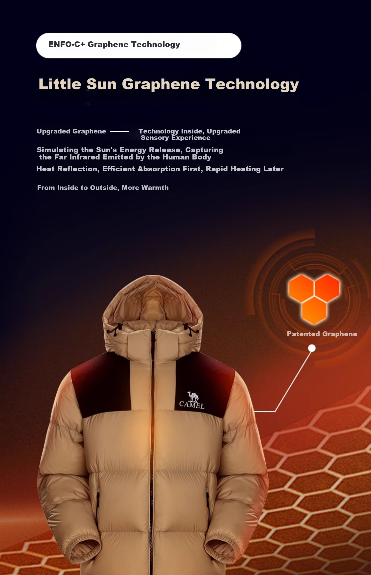 Luotuo (CAMEL) [Xiaotaiyang Graphene] Autumn And Winter Outdoor down Jacket for Men And Women, Thickened Warm Puffer Coat 8