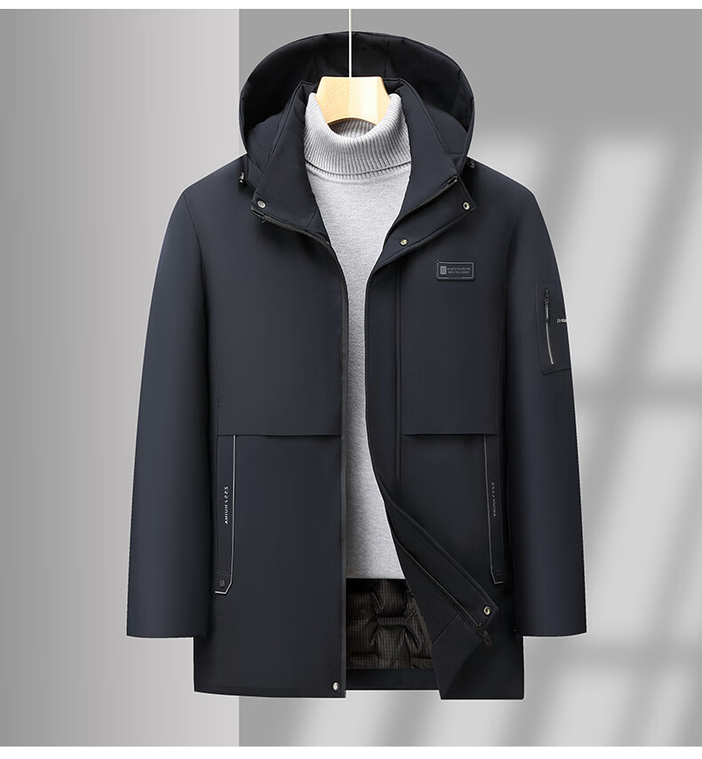 TUCANO Men's Winter Cotton Padded Jacket Fleece Lined Thick Warm Business Casual Removable Hooded Coat 5