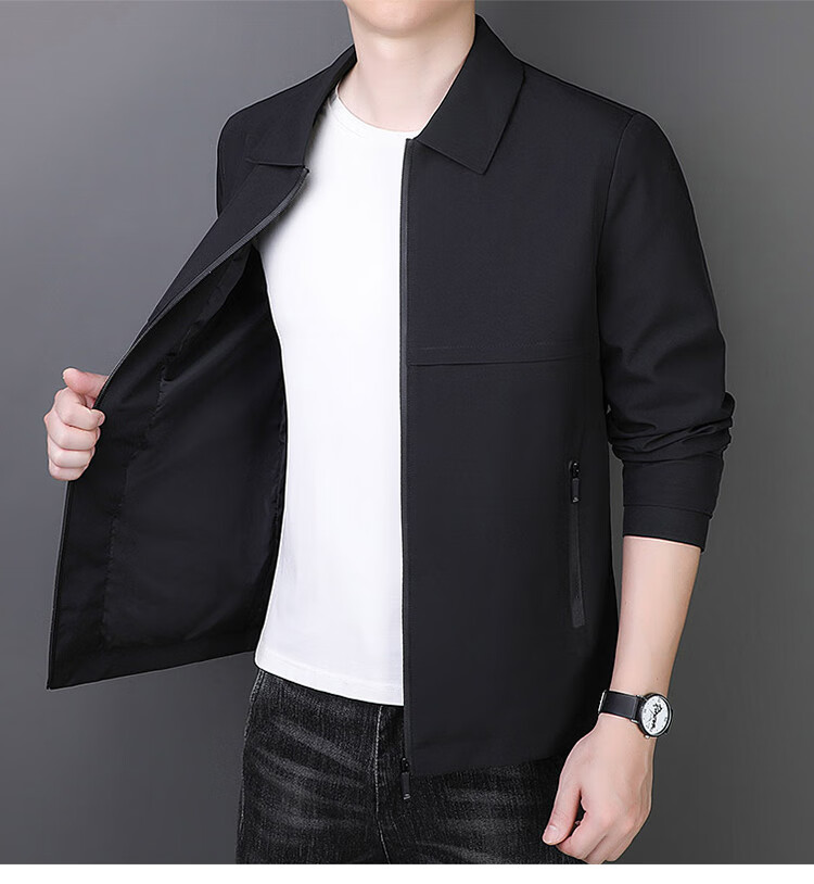 RED DRAGONFLY Men's Jacket Business Casual Fashion Simple Versatile Loose Comfortable Lapel Coat Black 4XL 7