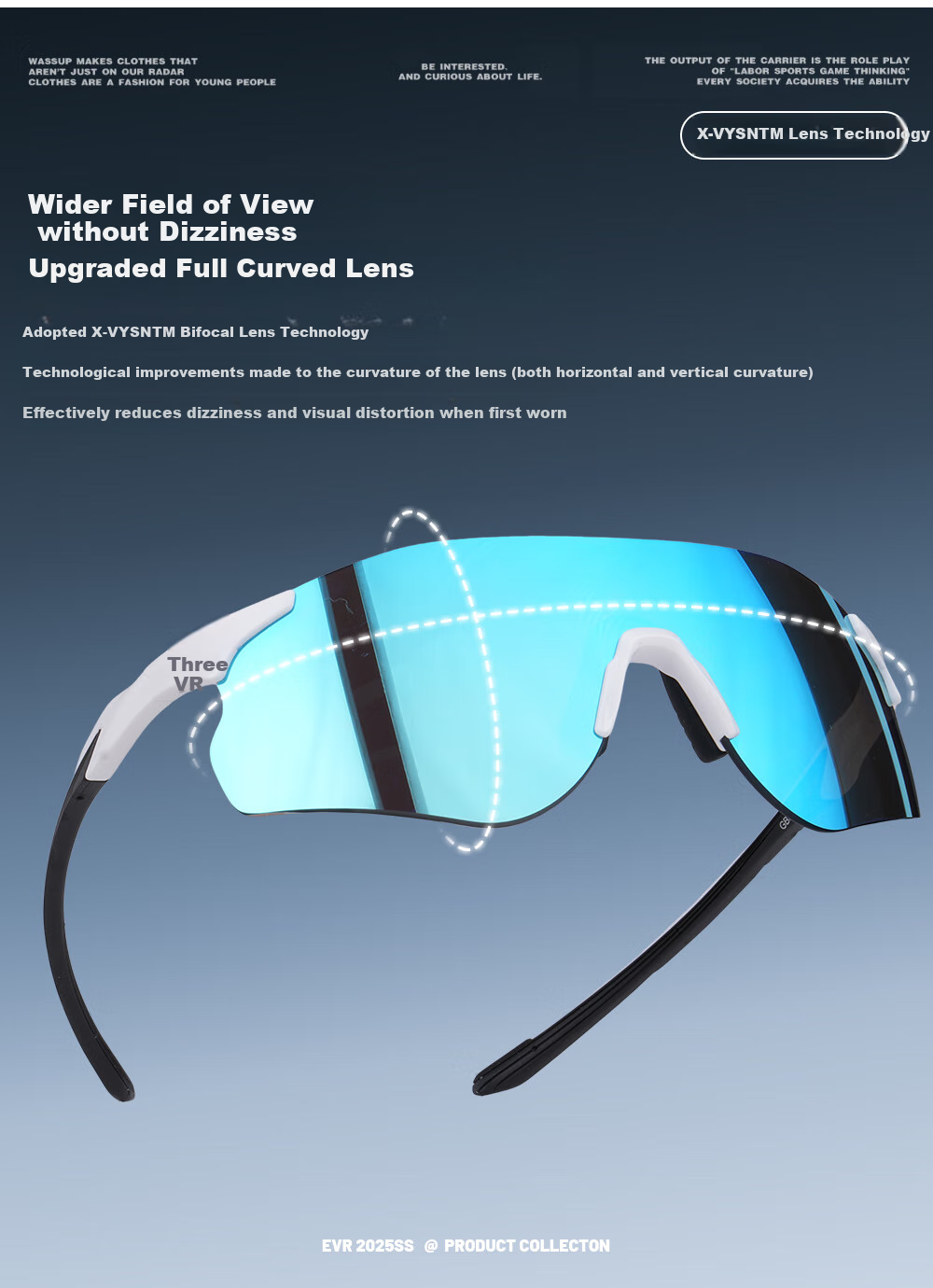 EVR Cycling Glasses with Transparent Smart Photochromic Lenses + Black And White Temple Arms 7