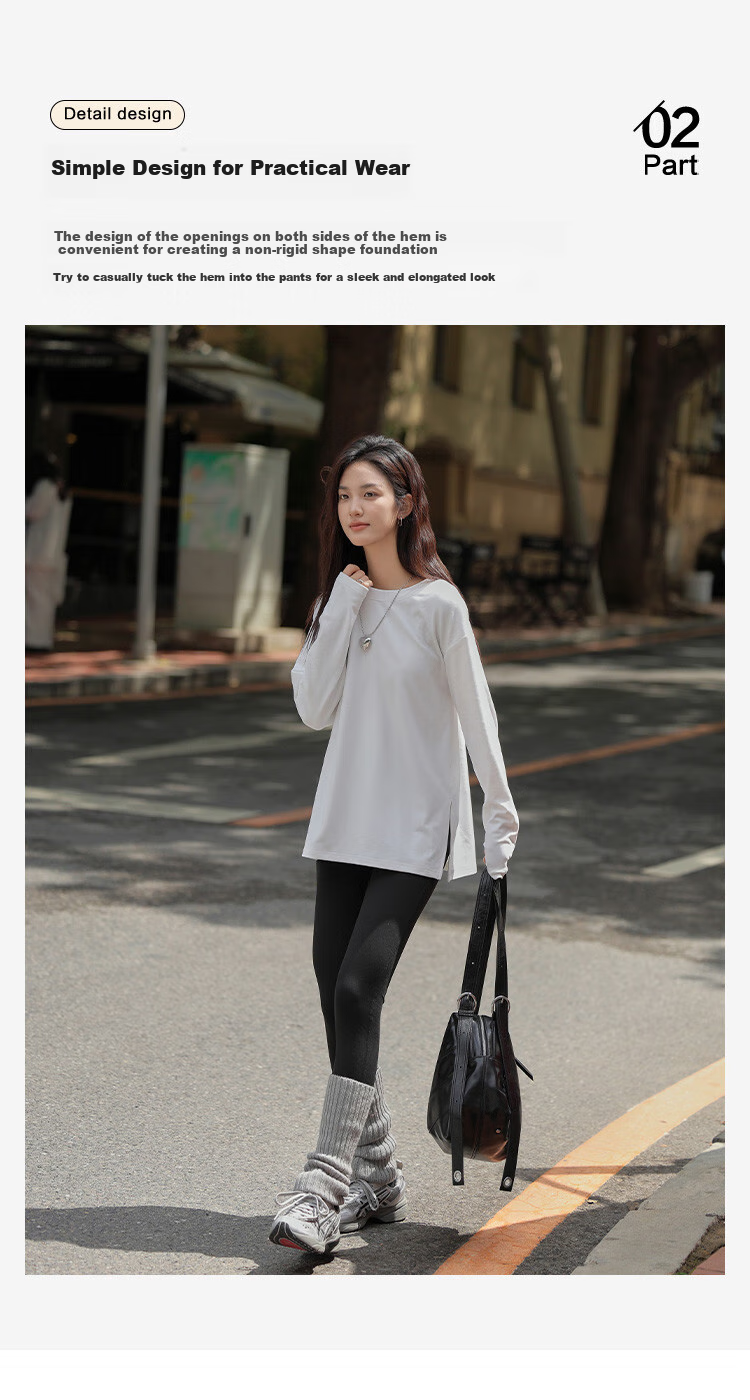 Dme [De Rong Warm T-Shirt] 2025 Spring And Autumn Basic Wear, Side Slit Hem Base Layer for Wome 7