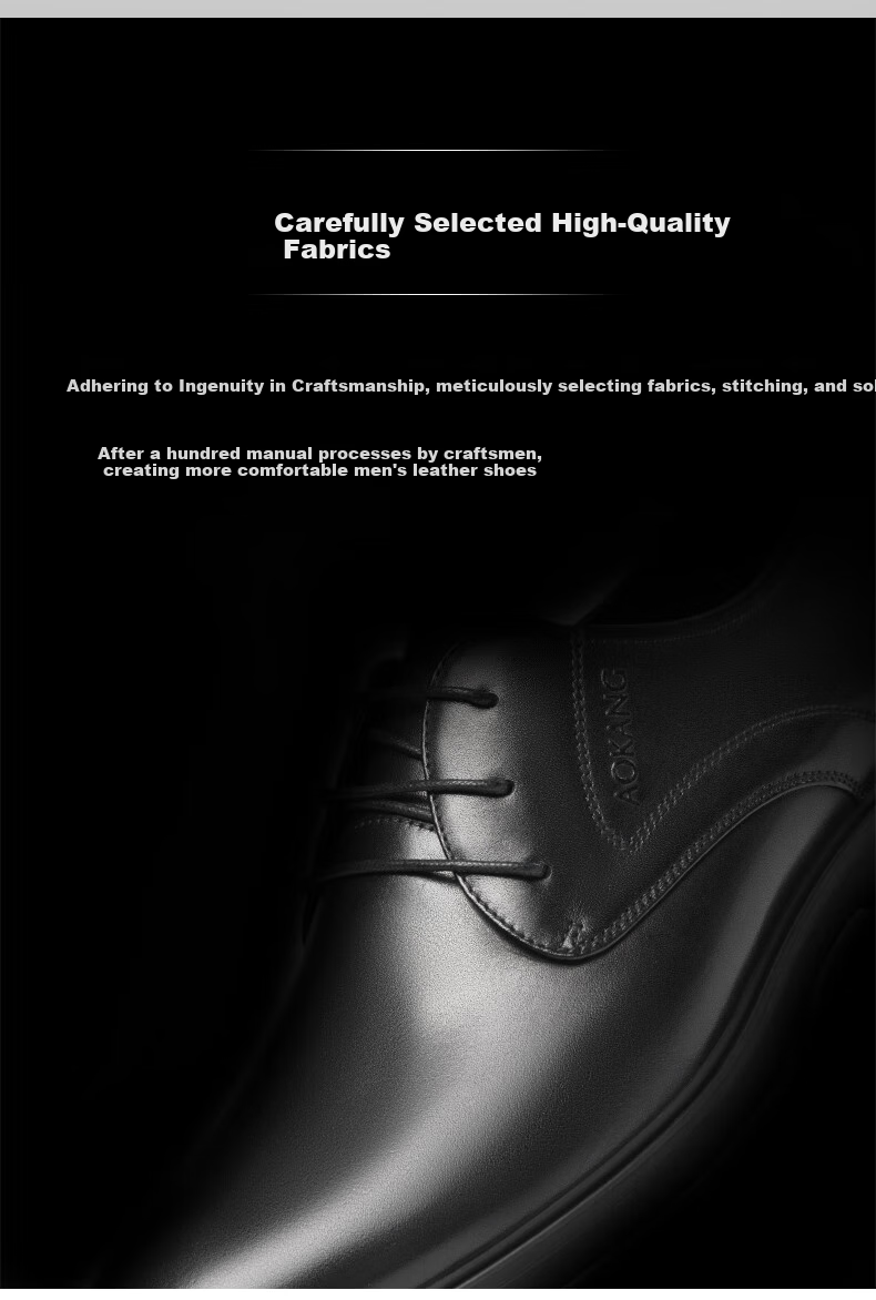 Aokang Official Men's Shoes, Men's Formal Leather Shoes, Round Toe Lace-Up Business Shoes for Men, Black, Size 38 3