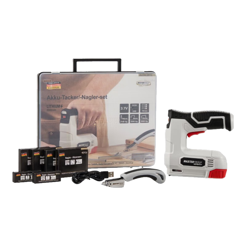 MASTERPROOF Electric Nail Gun Dual-Use Electric Woodworking Nailer Frame Sofa Nail Remover Kit with 6000 Nails