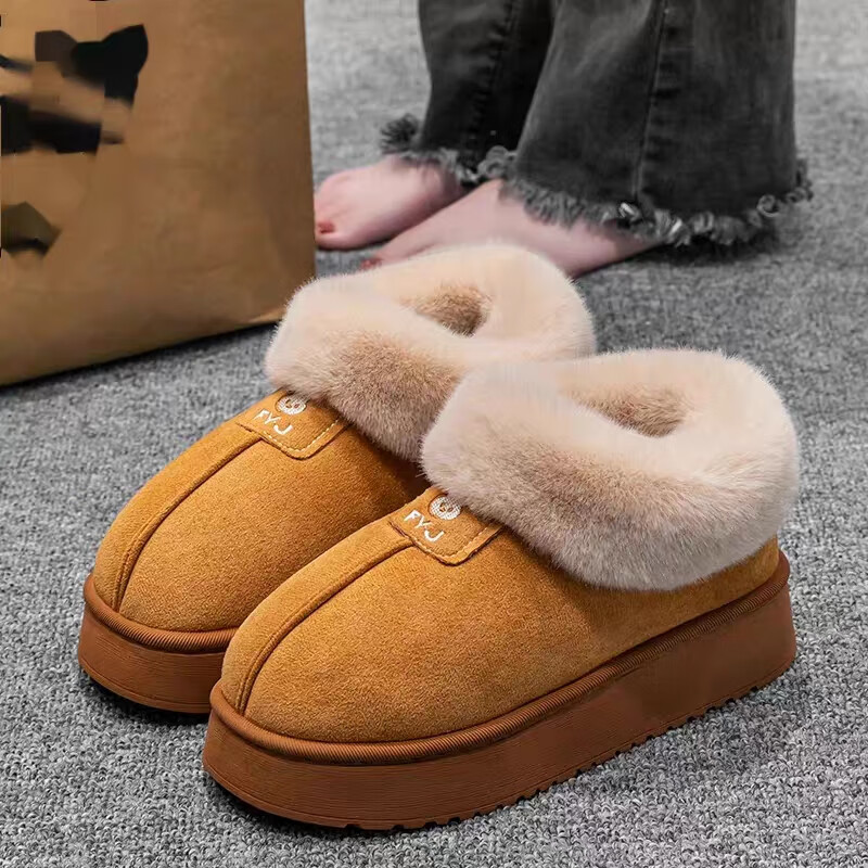 YUZHAOLIN Women's Cotton Slippers Full Coverage Outdoor Wearable Indoor Home Cotton Shoes Fleece-Lined Snow Boots YX029