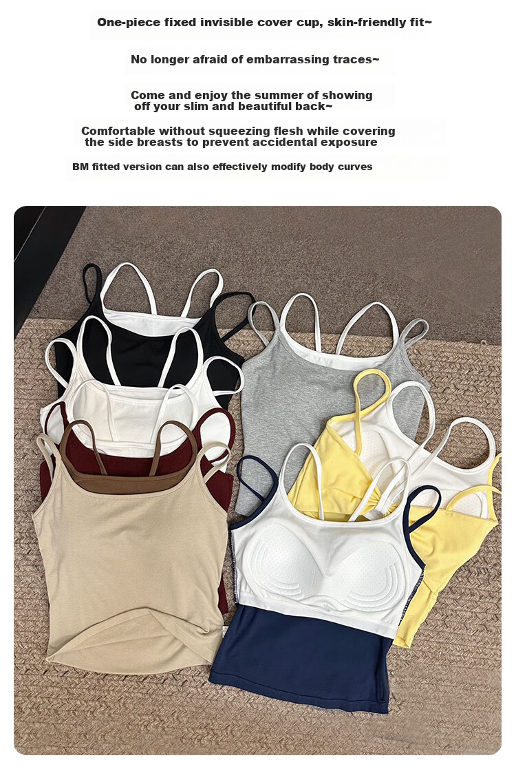 FitonTon Women's Padded Camisole Summer Two-in-One Bowknot Backless Bra Tank Top 8
