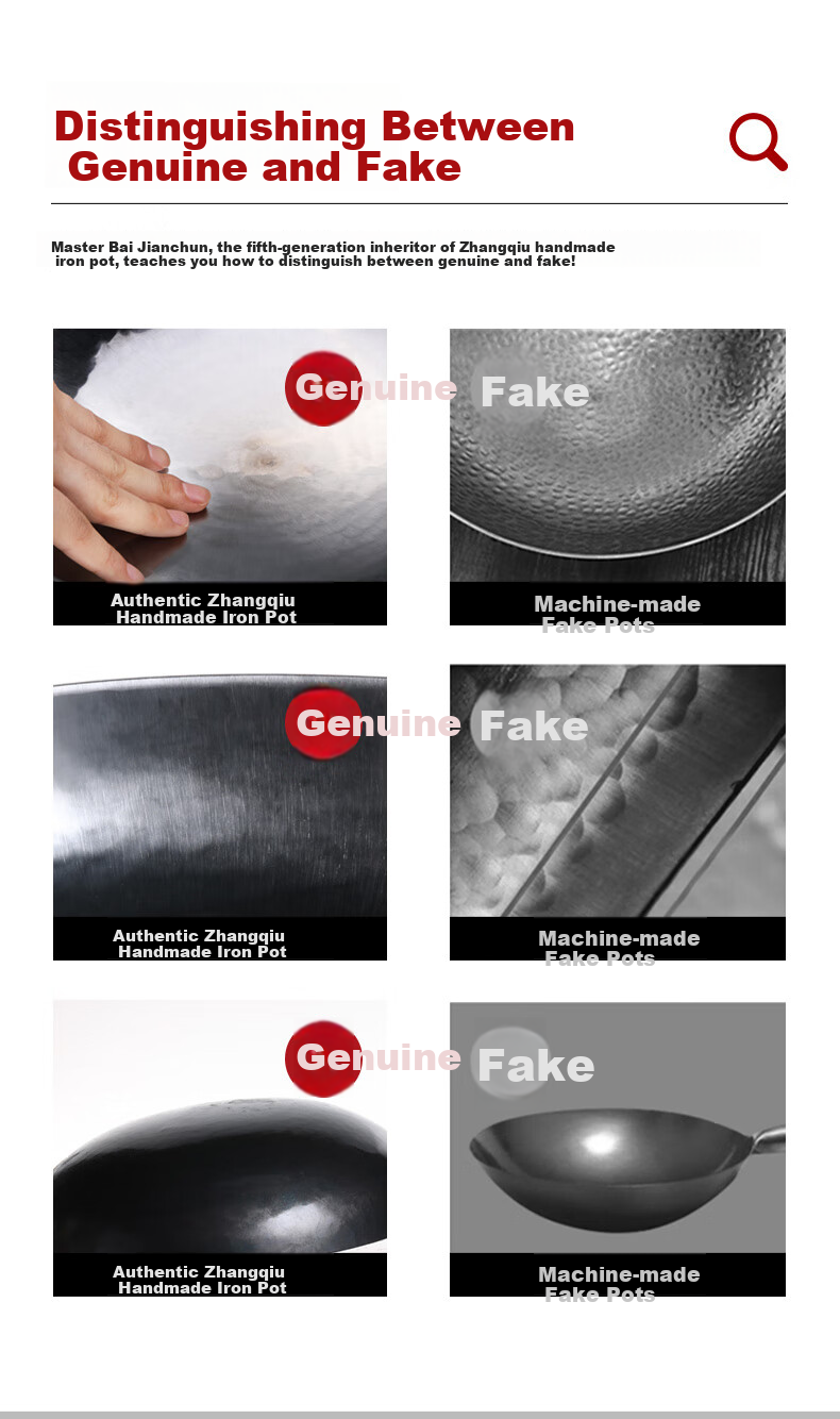 Laoyiren Zhangqiu Handmade Iron Wok, Seasoned Iron without Coating, Non-Stick, Traditional Cooking Pan, One Million Times Forged, Suitable for Gas Stove 9