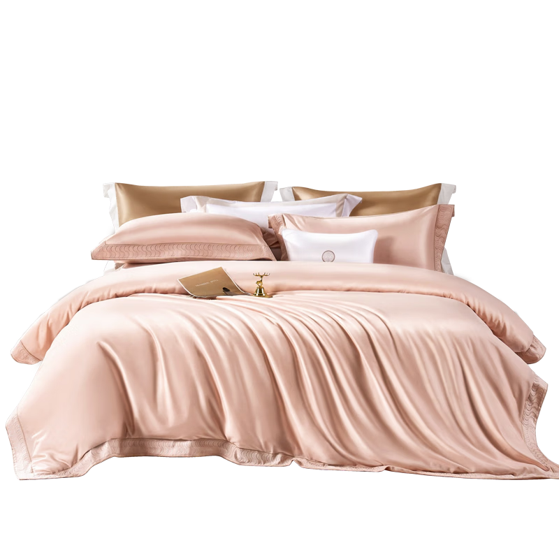 Fuanna Home Textiles 120-Thread Count Double-Ply Long-Staple Cotton Four-Piece Set Pure Cotton Sateen High-End Embroidered Bed Sheet and Duvet Cover for 1.8m Bed