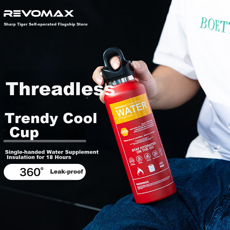 Термос REVOMAX, 592 мл, для спорта, из нержавеющей стали 316, красный
