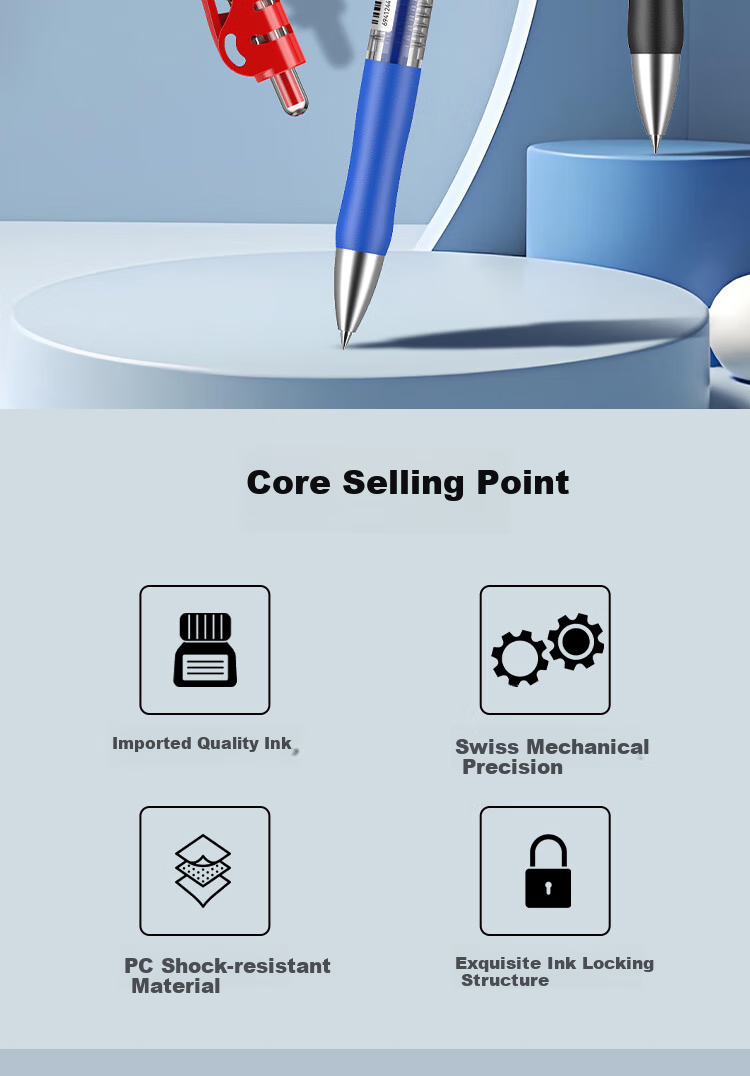 JD Original [JINGDONG Jinbang] Xiaojingang Retractable Gel Pen, Stylish White Protective Cover, Quick-Drying, Drop-Resistant, Office Signing Pen, Water-Based Pen for Students' Practice, 0.5mm Black, 12 Pcs, JD1004 2