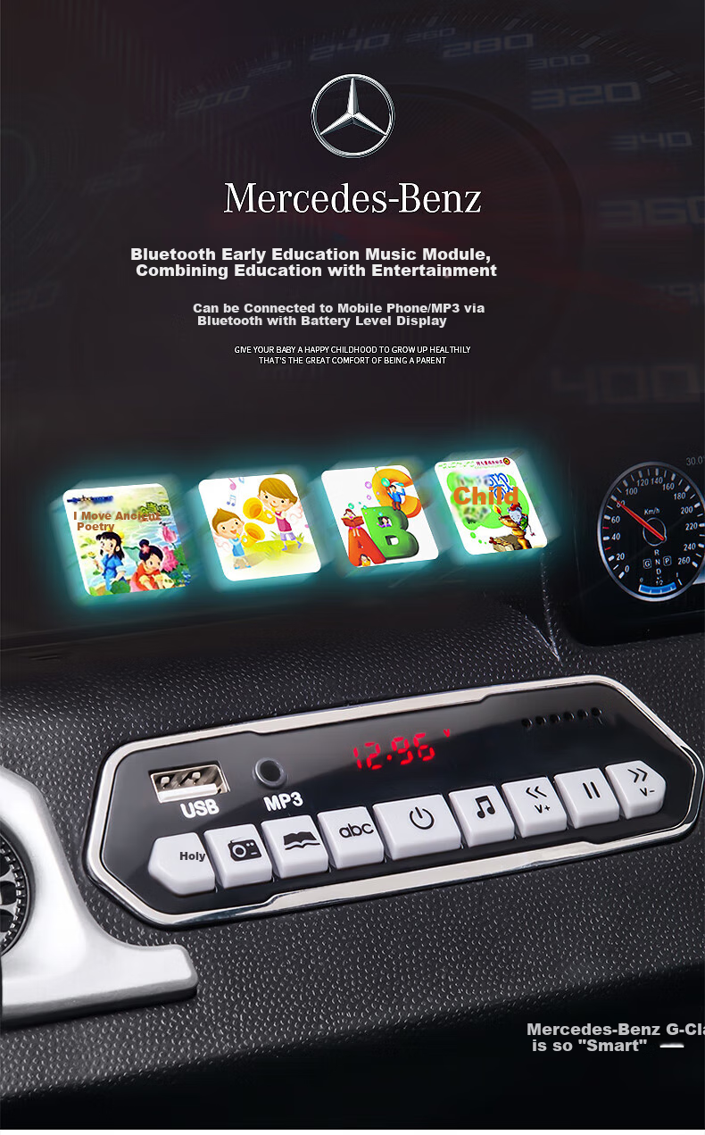 BeRica Mercedes-Benz Authorized G500 Dual-Drive Soft Wheel Children's Electric Ride-On Toy Car with Remote Control, Four-Wheel Drive, And Seat Function, Gift 18