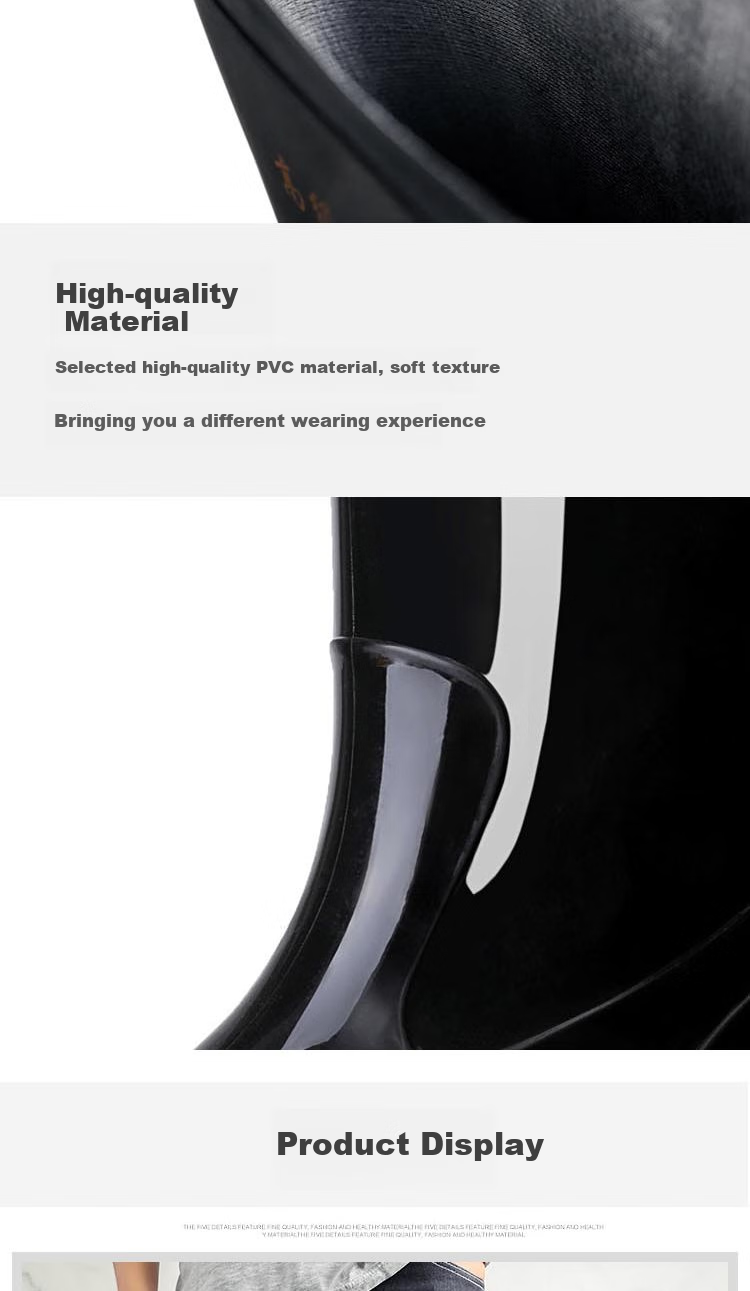 Huili Men's Stylish Rain Boots, Water Shoes, Outdoor Waterproof Non-Slip Wear-Resistant Comfortable Overshoes HL857 High-Top Black Size 40 6