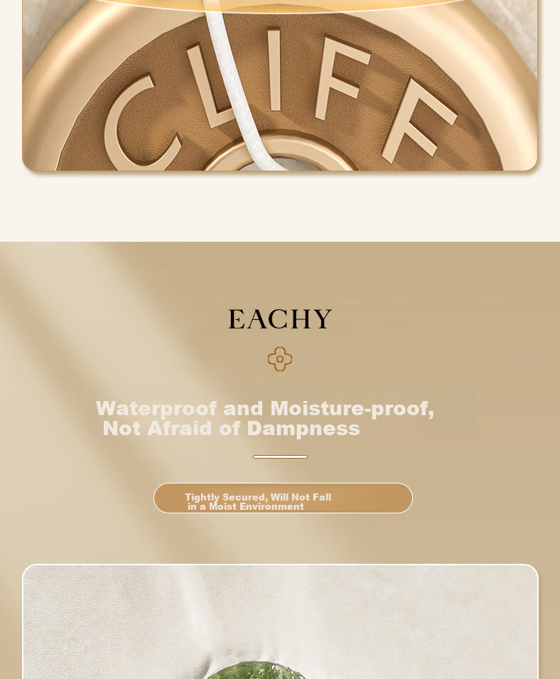EACHY Adhesive Hooks Strong Adhesive Load-Bearing Bathroom Kitchen Wall Hooks No-Drill Sticker Hooks Almond Powder 8