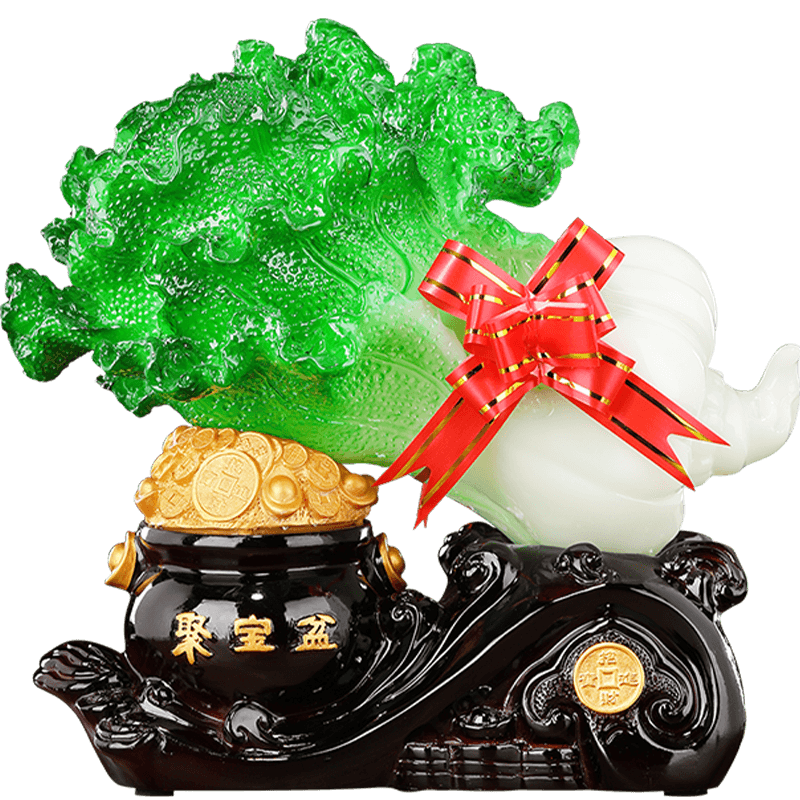 Heshengtang Cabbage Figurine Wealth Bowl Ornament High-End Grand Opening Gift Housewarming Decoration Office Living Room Entryway Decor