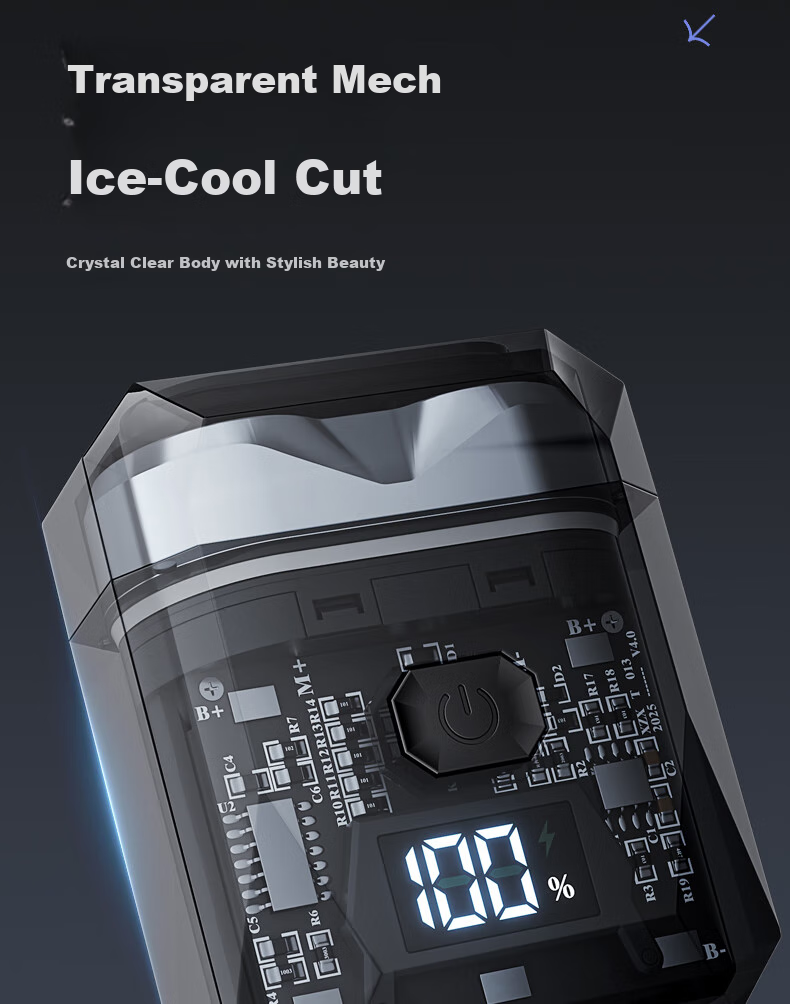 AUX Electric Shaver for Men, Black Warrior 2026 Latest Model, Youth-Specific Portable Dual-Engine Mecha-Style Razor, Mini Gift 5