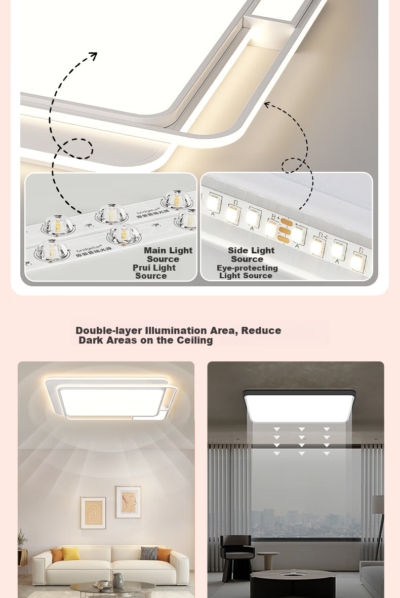 GUJIA LED Ceiling Light, Eye-Protecting Puri Light Source, Nordic Living Room Lighting Fixture, Three-Bedroom Two-Living Room Package [Installation Included] 9