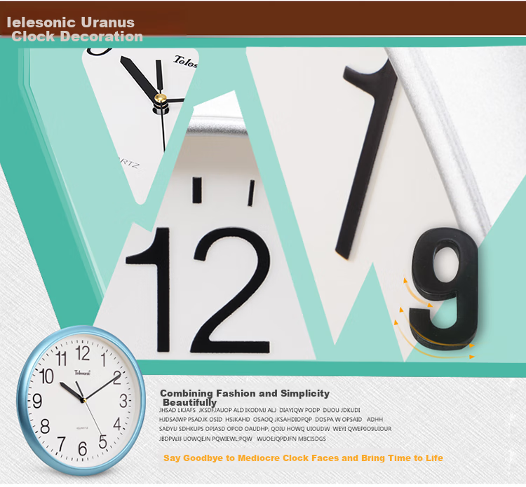Telesonic Wall Clock, Home Living Room Clock, No Drilling Required, Wall-Mounted, Simple Design, Electronic Clock, Decorative Quartz Clock, 30cm 2