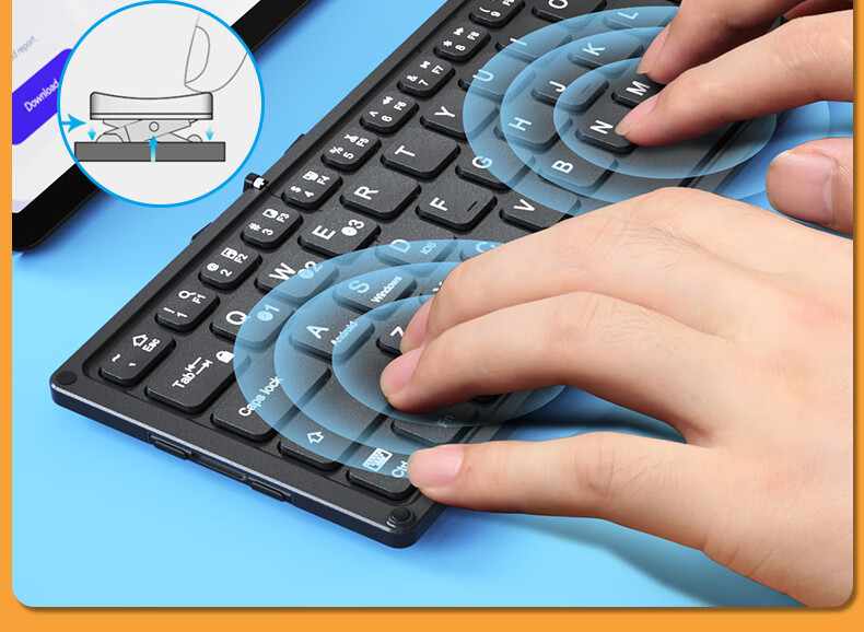 B.O.W Hangshi HB318D Foldable Wireless Bluetooth Charging Keyboard Smart Touchpad for iPad Xiaomi Huawei Mobile Office Portable Numeric Silent Keyboard Black 8