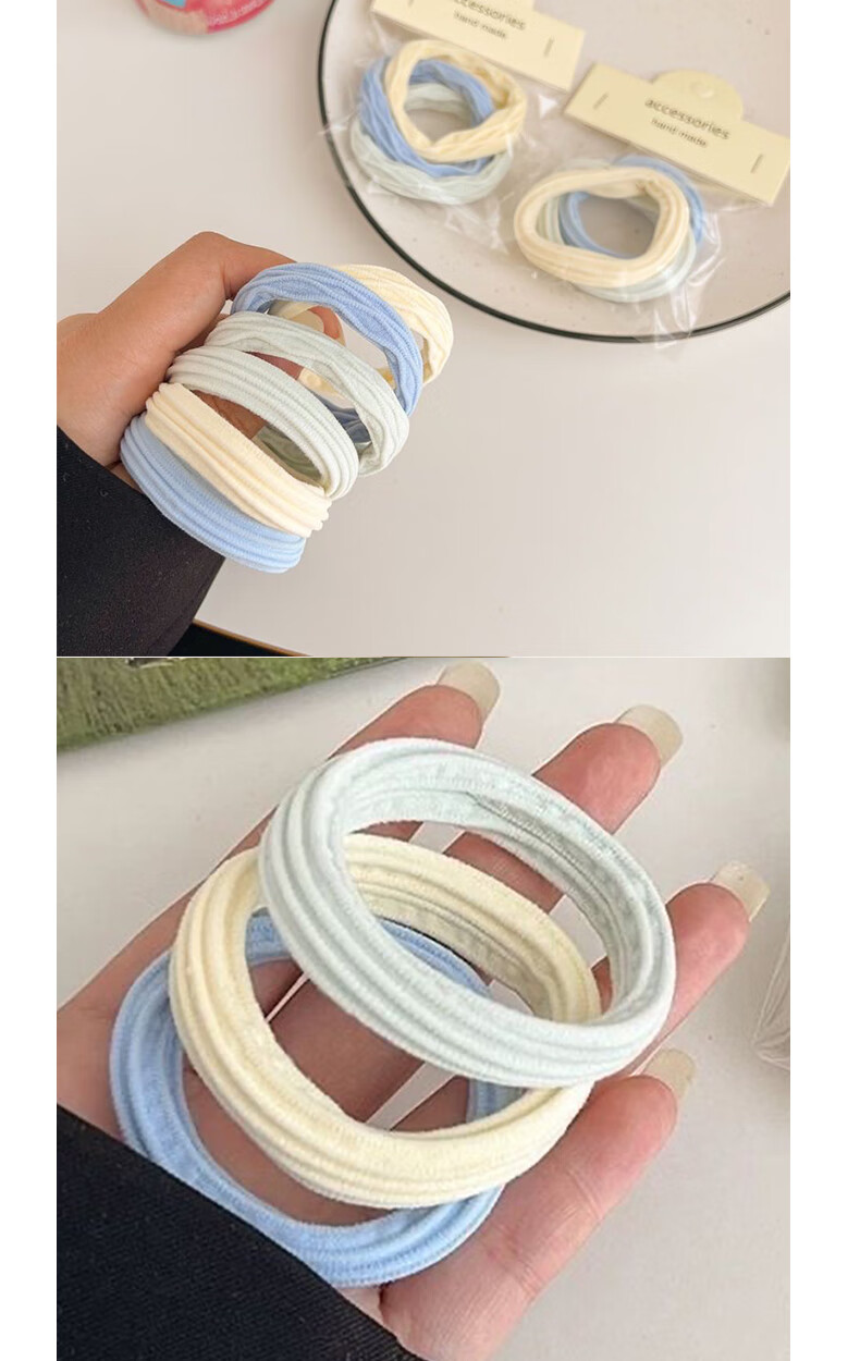 Jianyingshu Seamless Hair Ties Sea Salt Blue 10pcs Thickened Nylon High Elasticity Ponytail Hair Bands 4