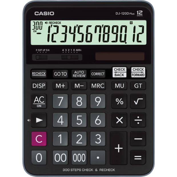 CASIO DJ-120DPlus Office Calculator with 300-Step Check and 100-Step Recheck
