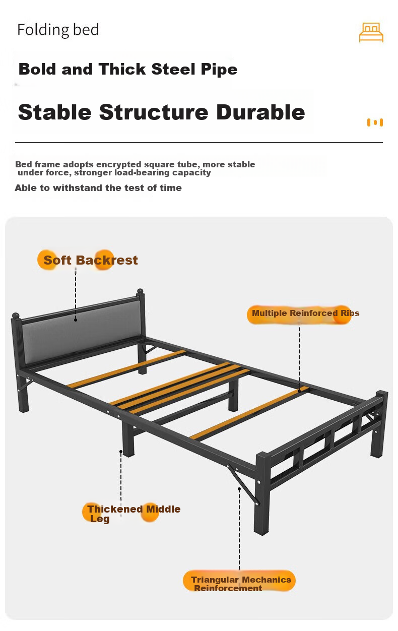 Chentao Folding Nap Bed for Office, Single-Person Siesta Bed, Military Cot, Foldable Bed for Home Use, 80cm 6