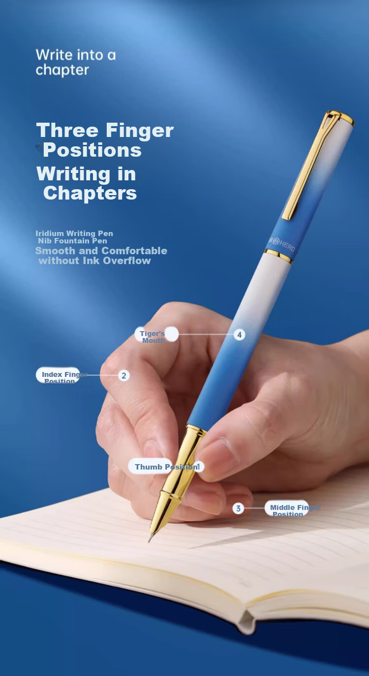HERO Fountain Pen P302 Erasable, Third Grade Posture Correction Elementary School Student Handwriting Practice Daily Writing Ink Pen, Peach Pink, Dark Nib (With 20 Free Ink Cartridges And Pen Care Tool) 6