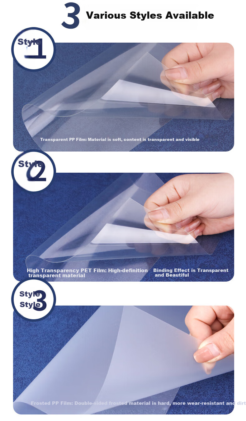 Youbili A4 Binding Cover/binding Film, Transparent Cover, Document Bid File Binding [Transparent PET], Thickness 0.2mm/50 Sheets, 6245 1