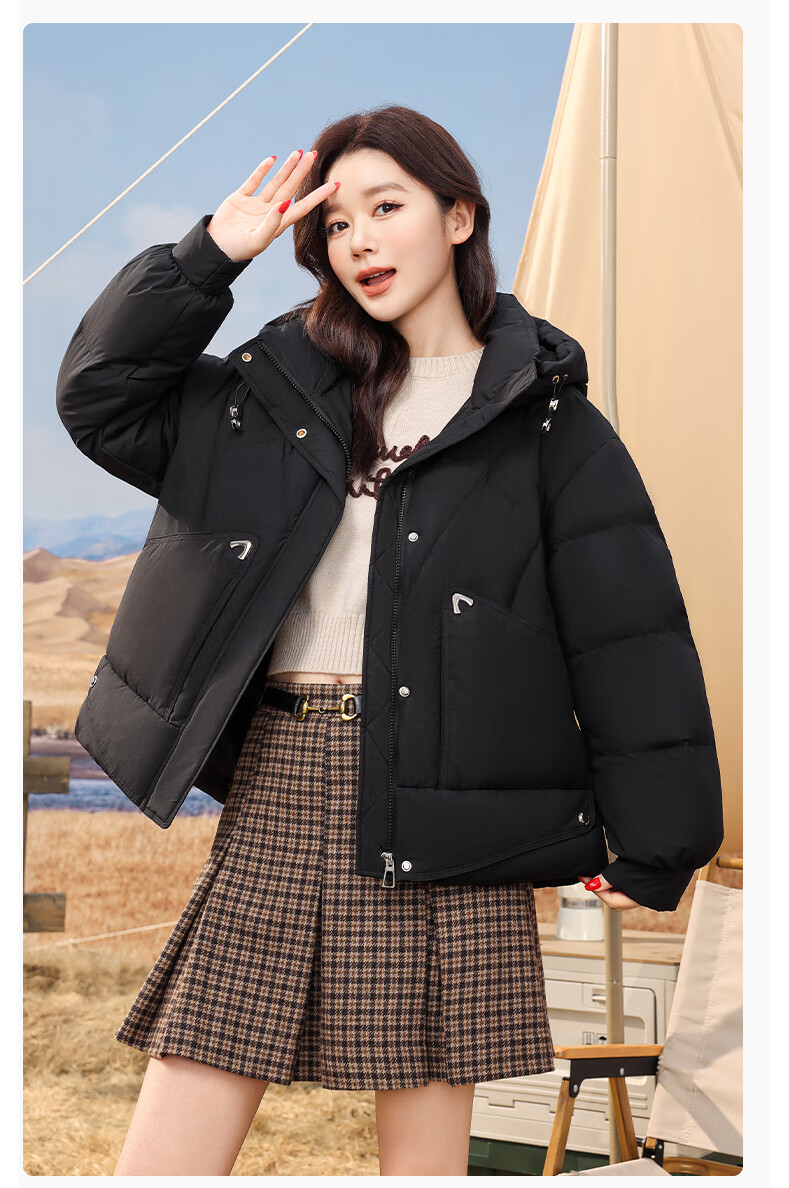 SNOWFLYING Women's Short Down Jacket 2025 Autumn Winter New Fashion Collar Warm 90% Down Coat Green XS 22