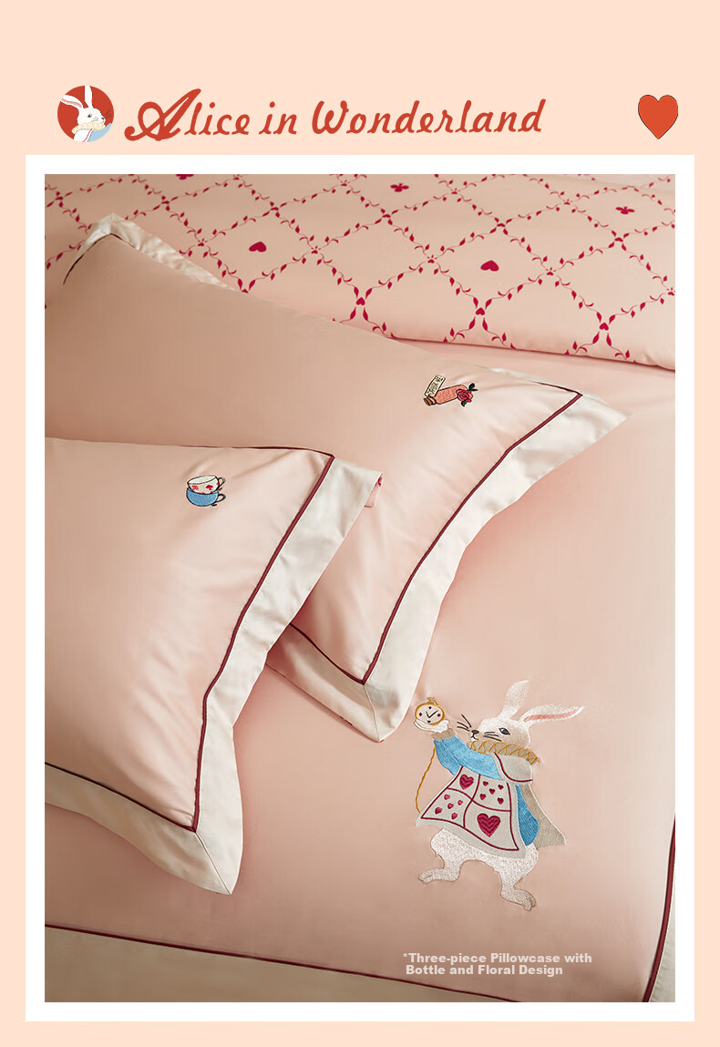 MIDO HOUSE Mingdu Bedding Set, Three-Piece Set Including Bed Sheet And Duvet Cover, for Single Student Dormitory, 100% Pure Cotton, 150*200cm, Rabbit Hole Patter 3