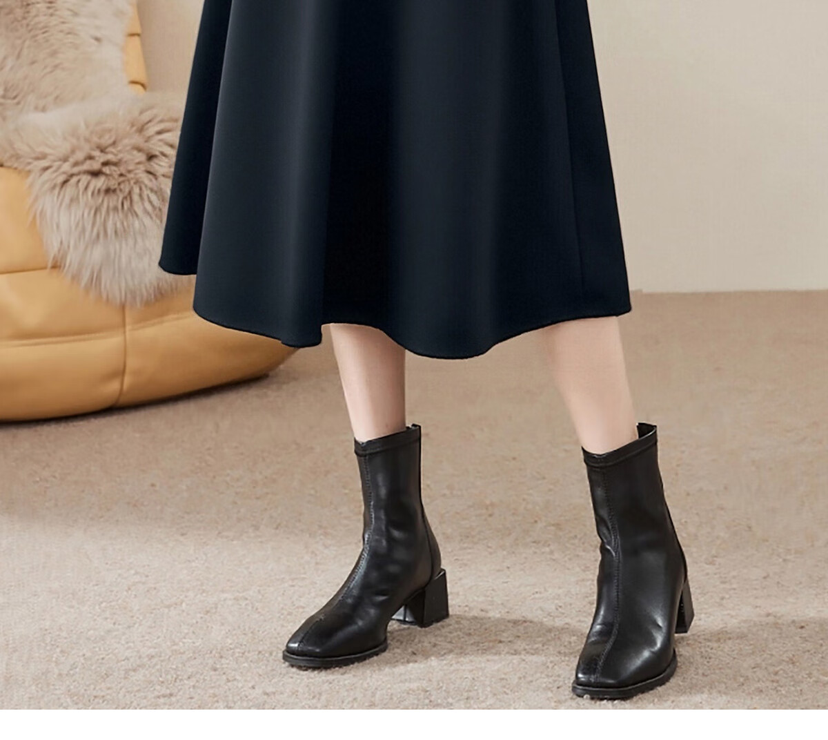 Chushen Spring And Autumn Midi Skirt for Women, Wild Meila De High-Waisted Irregular Design Elegant Commuter A-Line Skirt S143B2008 1