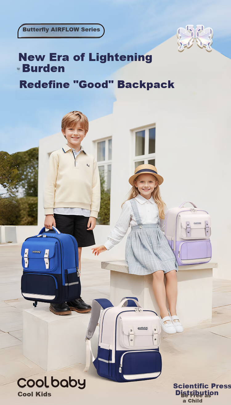 COOLBABY Schoolbag for Primary School Boys And Girls Grades 1-3 Children's Spine-Protecting, Load-Reducing, Pressure-Relieving Large Capacity Backpack 1