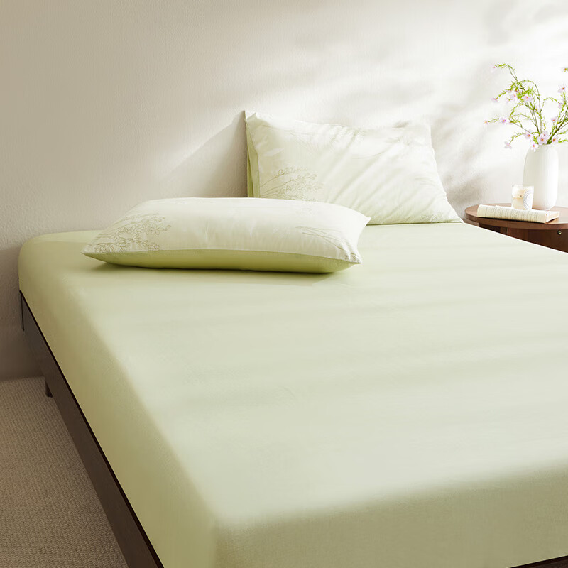 Простыня на резинке LUOLAI Home Textiles, 100% хлопок, зеленая, 180x200x28 см