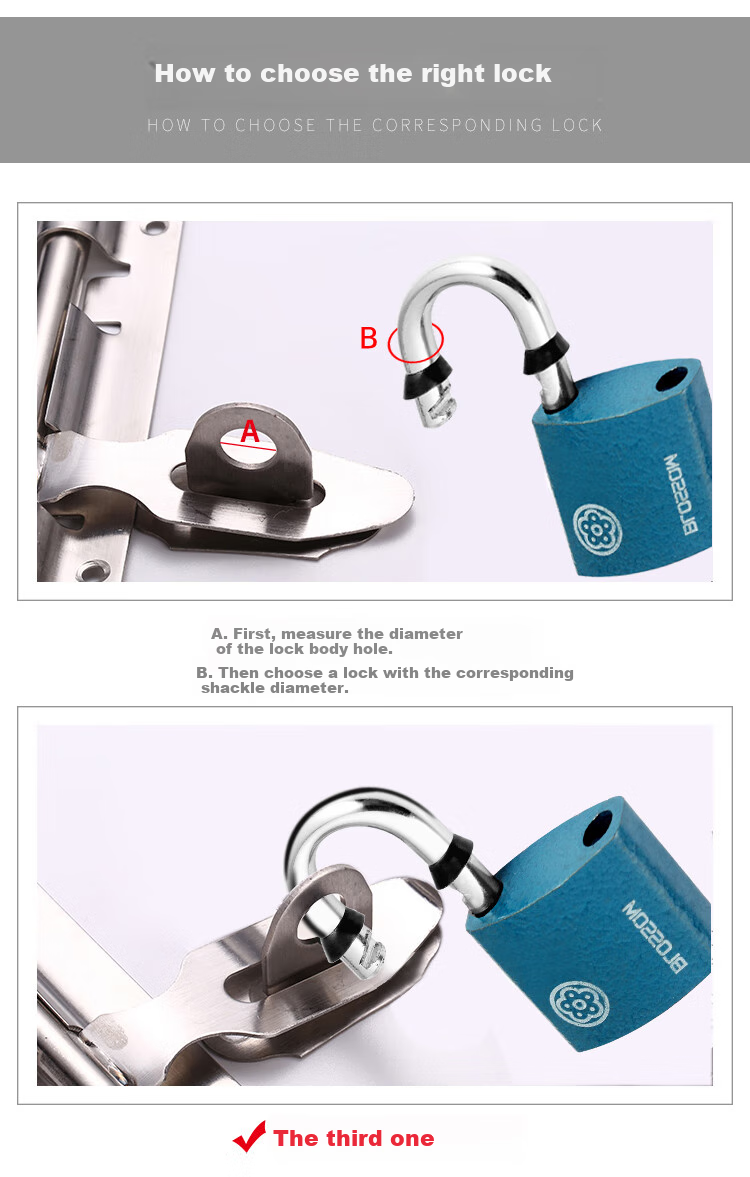 BLOSSOM Padlock, Drawer Lock, Toolbox Lock, Student Dormitory Cabinet Lock, Electric Meter Box Lock, Small Lock BC2925 Blue 25MM 4