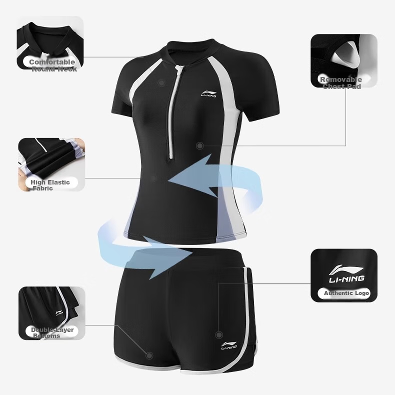 Li-Ning Children's Two-Piece Swimsuit for Girls, 2025 New Style Swimwear, Conservative Sun Protection Swimwear Set for Older Children And Middle School Students 3