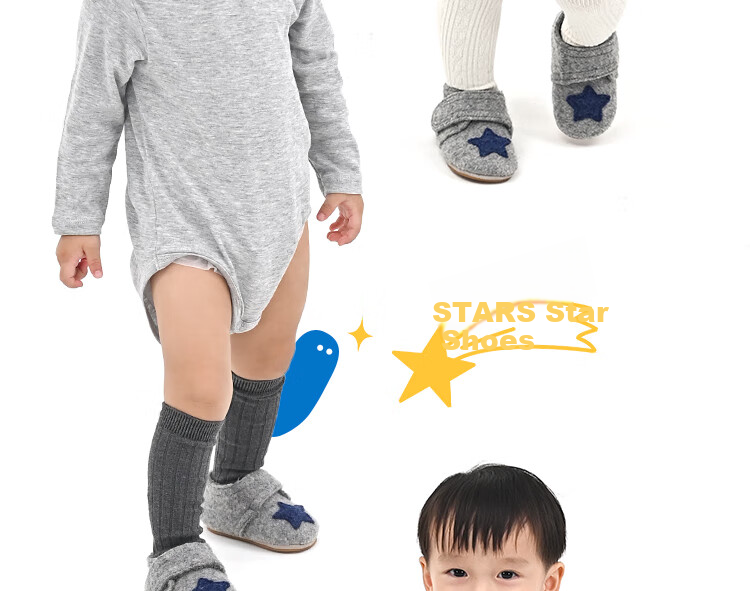Xiaorong Baby Shoes for Ages 0-1 Toddler Walking Shoes Star Pattern Boys' Shoes Spring Autumn Winter Soft Sole Indoor Sports Floor Shoes 10