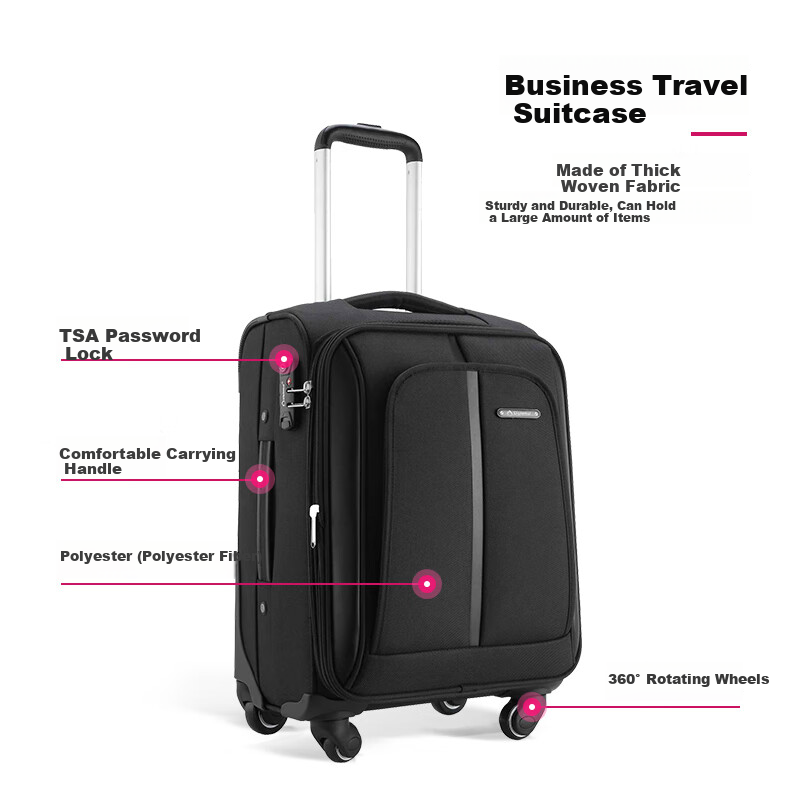 Diplomat DEF-1551B Luggage, Business Spinner Wheels, Travel Suitcase, Black, 21 Inches
