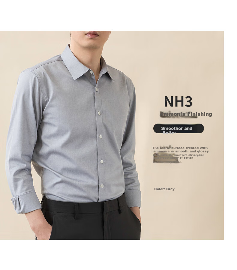BLACKMONDAY Premium Pure Cotton Long-Sleeve Shirt for Men, Spring And Autumn Liquid Ammonia Wrinkle-Resistant Non-Iron Business Formal Professional Dress Shirt for Me 5