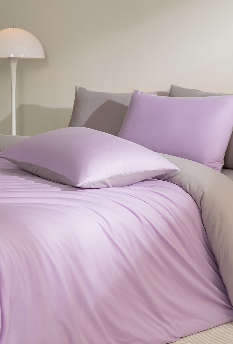 Hengyuanxiang Pure Cotton Four-Piece Bedding Set, Class A Knitted Nai Tei Cotton, 100% Pure Cotton Bedding Set, Lavender Purple, 2.2*2.4m 5