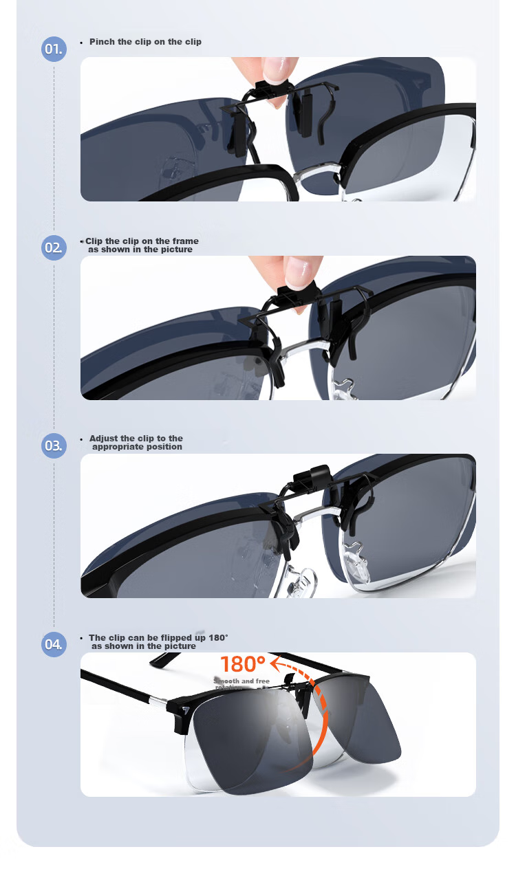 HLA Polarized Clip-On Sunglasses for Men and Women, Driving Clip-On Sunglasses for Prescription Glasses 10